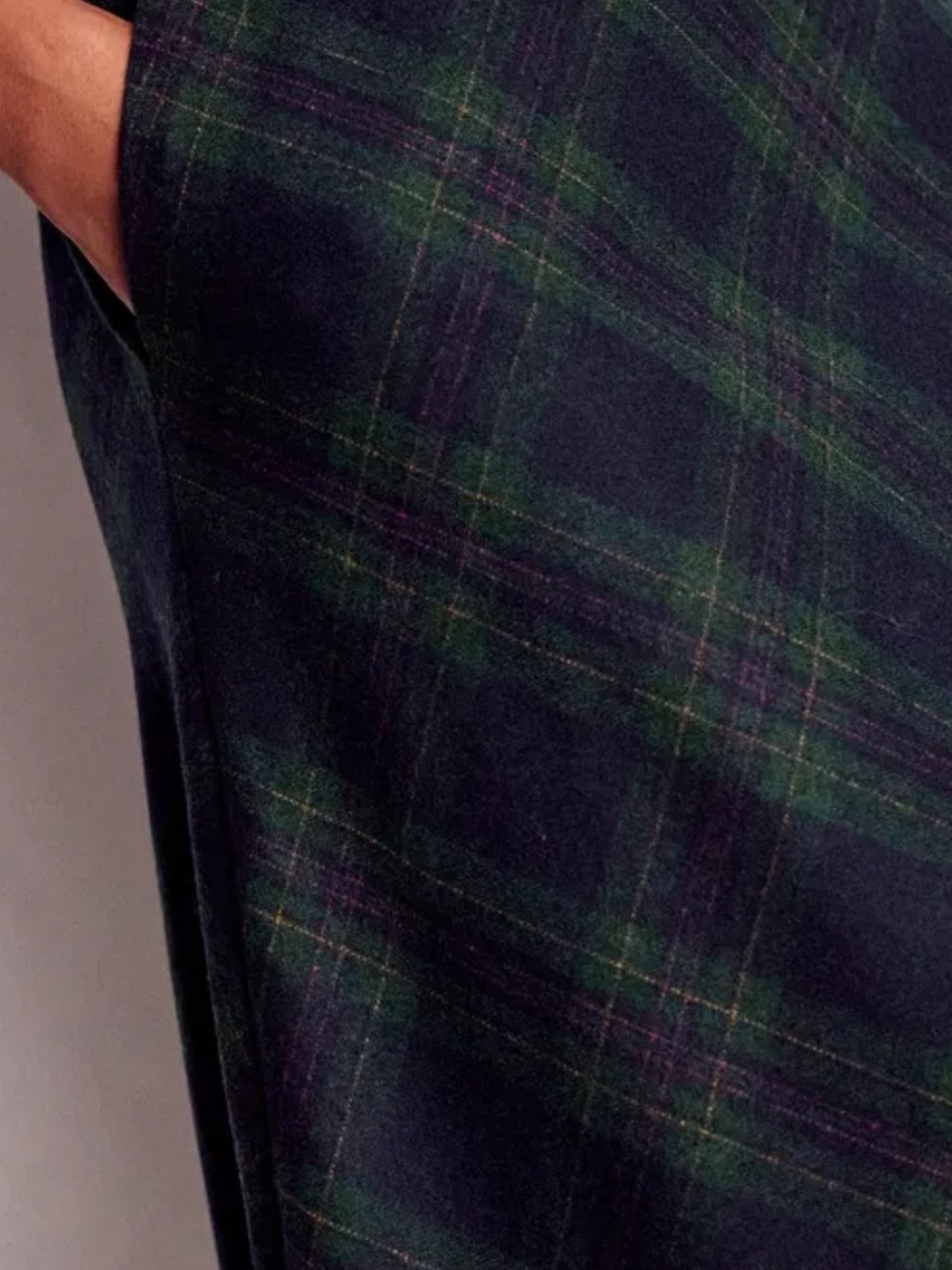 Boden Hayley Wool Blend Slip Skirt -Navy And Green Check - Picture 5 of 10